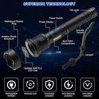 Cinlinso Rechargeable LED Flashlights High Lumens, 99,000 Lumens Super Bright Flash Light with 7 Modes, Powerful Handheld Waterproof Flashlights for Home Emergencies, IPX6 Waterproof