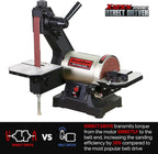 Bucktool 1x30 Inch Bench Belt Sander with 5 Inch Disc with Wrench Storage and Easy Belt Cover Off, 1/3HP Direct Drive Benchtop Belt Disc Sander