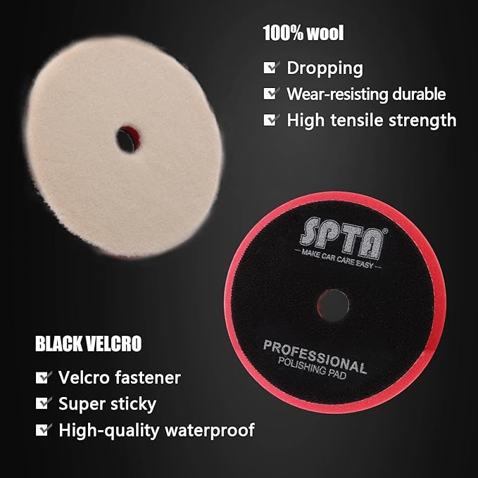 Buffing Polishing Pads, SPTA 7Pc 5.5 Inch Face for 5Inch 125mm Backing Plate Compound Buffing Sponge Pads Cutting Polishing Pad Kit for Car Buffer Polisher Compounding, Polishing and Waxing -A1094MIX