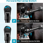 Extended Cordless Electric Ratchet Wrench: 66 Ft-lbs Power Ratchet Wrench 3/8", Brushless Motor, Variable Speed Trigger, 2 Pack 21V Batteries & Charger, 8 Sockets, 1/4"& 1/2" Adapter, 3" Extension Bar