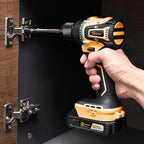20V Brushless Cordless Lithium-Ion Drill Set, Compact Design, Yellow Rechargeable Lithium-Ion Drill Kit, including 2.0Ah Battery, Charger and 3/8-inch Keyless Chuck