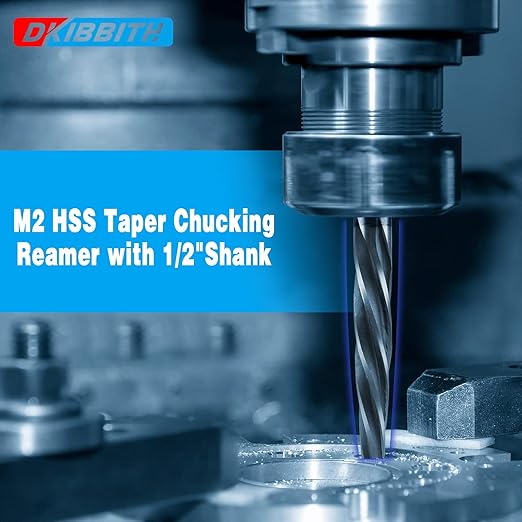 7/8” Bridge Construction Reamer Drill Bit, M2 HSS Taper Chucking Reamer for Steel Alloy Metal Wood Plastic, 1/2" Non-Slip Shank, 5-Spiral Flutes Car Reamer, to Align or Enlarge Holes, 22mm
