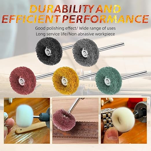 100Pcs Upgrades Abrasive Buffing Wheels,Wheels Burr for Rotary Tools-1/8(3mm) Shank,Rust Removal, Polishing.20Pcs Each