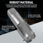 6-Piece NPT Pipe Tap Set, 1", 3/4", 1/2", 3/8", 1/4", 1/8" Taps Threading Tool, Precision Carbon Steel Tap Set Metric and Standard for Clean and Re-Thread Damaged or Jam Pipe Threads in Storage Case