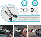 DURATECH 5-Piece Cr-Ni Pliers Set, 6" Long Nose, Slip Joint, Diagonal Cutting, 8" Linesman, Groove Joint Pliers, Easy Storage Oxford Rolling Pouch