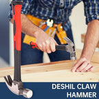 8OZ Claw Hammer with Fiberglass Handle, Drop Forged Claw Hammer, All Purpose Hammer, Smooth Face, Shock-Absorbing Grip