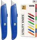 DIYSELF 30 Pack Box Cutter Heavy Duty Aluminium Shell Utility Knife | SK5 Steel Sharp Blade | Retractable Knife for Cutting Cartons Ropes and Cardboard | Home and Office Use (Blue)