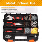 Small Parts Organizer, 34-Compartments Hardware Organizer Box, Double Side Storage Case Tools Box with Removable Dividers for Screws, Bolts, Nails, Beads, Jewelry & More