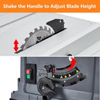 10 Inch Table Saw with Stand, 15 Amp 5000RPM Portable Table Saw, 90°Cross Cut & 0-45°Bevel Cut, Adjustable Depth, Multifunctional Saw for Woodworking, Metal, Plastic, Grey