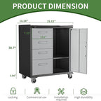 Metal Mobile Tool Storage Cabinet with Wheels,Heavy Duty Rolling Tool Cabinets for Garage,Metal Storage Cabinets with 4 Drawer and 1 Locking Doors,Assembly Required