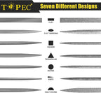 Topec Small File Set, Needle Diamond Files 15PCS, 7pcs Jewlers Files & 7pcs Steel Files with Metal Brush and Storage Bag，for Precision Metal File Work, Wood, Jewelry, Plastic, DIY Carving Tool Kit