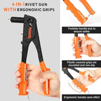 Meiwaltee Rivet Gun,Professional Pop Rivet Gun Kit with 200Pcs Rivets, 3/32"-1/8"-5/32"-3/16", Heavy Hand Riveter kit Suitable for Metal Work, Gutter, Automotive and Other Common DIY Projects