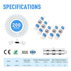 Kuject 200PCS Solder Seal Heat Shrink Wire Connectors AWG 16-14, Blue Butt Connectors Waterproof Splice for Marine, Automotive, Boat