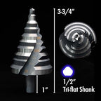 1/4 to 2-3/8 Inch HSS Step Drill Bit for Metal Sheet, 12 Sizes Extra Large Drill Stepper Bit for Sheet Aluminium, Plastic, Wood, Heavy Duty, Spiral Grooved