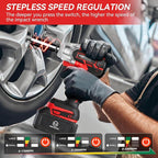 Cordless Impact Wrench,1000N.m(740 ft-lbs) High Torque Brushless 1/2 inch Impact Gun,2x 4.0Ah Battery,6000 RPM (3 in 1) Power Impact Driver for Car/Home/Lawn Mower