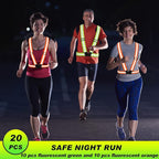 Hercicy 20 Pcs Reflective Vest High Visibility Safety Vests, Adjustable Bright Neon Lightweight Strap Gear (Green,Orange)