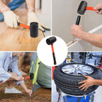 4 PCS 12 OZ Rubber Mallet, Rubber Hammer Head, Rubber Mallet Set With Black-Yellow Fiberglass Handle Perfect For Wood, Metal, Plastic, Glass, And Ceramics. By GENHAKON