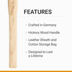Rheinland Throwing Hatchet - World Axe Throwing League Compliant (1.95lbs, 15.75" Hickory Handle) - German-Made Throwing Axe with Sheath (Natural)