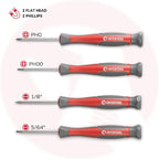 INTERTOOL Screwdriver & Precision Driver Tool Set with Magnetic tips and Bits - Phillips, Flat Head, Torx, Hex - Cr-V Steel with Cushion Grip Handles VT08-3329