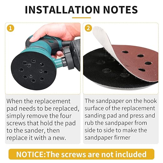 3 Pack 5" 8 Hole Hook & Loop Replacement Sander Pads Compatible with Makita Orbital Sander BO5010 BO5030K BO5031K BO5041K, Replacement Parts #743081-8/743051-7 (3 Screw Holes Sander Pads