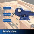 WFLNHB 6" Bench Vise Table Top Clamp Press Locking Swivel Base Heavy-Duty for Crafting Painting Sculpting Modeling Electronics Soldering Woodworking and Fishing Tackle