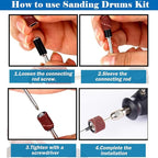 442 Pieces Sanding Drums Kit for Dremel Rotary Tool,Drum Sander Sleeves 376pcs (80 120 240 320 400 600Grit),24Pcs Drum Mandrels and 42 Sanding Bits,Sanding Bits Tool Accessories with Box