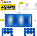 Metal Pegboard Panels 24" x 12" 4 Pack Heavy Duty Steel Pegboard Wall Organizer, Garage Utility Tools Pegboard Storage System for Workbench, Shop, Shed Modular Peg Board Organizer Board Kit (Blue)