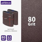 12 Packs 8 x 19 inch 80 Grit Cloth Floor Sanding Belts Ideal for Sanding Commercial and Residential Flooring