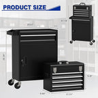 5 Drawer Tools Chest, Tool Cabinet with Universal Lockable Wheels，Tool Box with Detachable Top Box for Workshop(Black)
