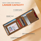 RUNBOX Slim Wallets for Men - Leather Money Clip Mens Wallet - RFID Blocking Front Pocket Bifold Wallet - Thin Credit Card Holder with Gift Box