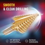 ZELCAN 10 Sizes Titanium Step Drill Bit, 1/4 to 1-3/8 Inches High Speed Steel Drill Cone Bits for Sheet Metal Hole Drilling Cutting, HSS Multi Size Hole Stepped Up Unibit for DIY Lovers Electrician