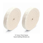 ENKAY - 6" Extra Thick Spiral Sewn Buffing Wheels (2 Pack) for Polishing Metal and More, for Use with Polishing Compounds, Buffing Machines & Bench Grinders (80 Ply Each)