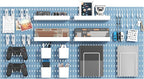 Pegboard Combination Kit, Wall Mounted Storage Set with 8 Pegboards & 32 Accessories Hanging, Blue Peg Boards Organizer for Walls Display, Crafts Organization, Kitchen Organizer, 22" x 44"