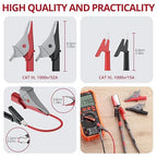 BINTA 25-Piece Silicone Multimeter Leads Kit CAT Ⅲ 1000V 20A with Replaceable Test Probes 4PCS Large/Medium Alligator Clips Tweezer, Professional Leads Kit for Industrial Car Home Electrical Testing