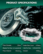 SCITOO 187020 Rear Left Disc Brake Caliper Fit For Chev For Corvette 1965-1967 1969-1982, 4 Pistons