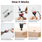 Countersink Drill Bit Set, Upgraded Larger Depth Stop, 5 PCS Replaceable HSS M2 Tapered Head, a Screwdriver Bit and a Wrench, 1/4" Hex Shank Counter Sink Drill Bit for Wood