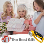 Cordless Electric Scissors, 4V Box Cutter & Cardboard Cutter with Upgrade Blade, LED Light, Safety Lock - Rechargeable Rotary Cutter for Fabric, Leather, Plastic, Crafting, Sewing, Industrial (Yellow)