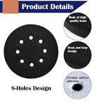 5 Pack 5 Inch Interface Pads 8 Holes, Orbital Sander Foam Pads Shock Absorption Cushion Buffer, Hook and Loop Foam Sanding Pads for Orbital Sander