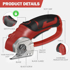 Cordless Electric Scissors, 4V Box Cutter & Cardboard Cutter with Upgrade Blade, LED Light, Safety Lock - Rechargeable Rotary Cutter for Fabric, Leather, Plastic, Crafting, Sewing, Industrial (Red)