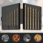 Cobalt Drill Bit Set, 13Pcs M35 High Speed Steel Jobber Length Drill Bit Kit for Hardened Metal, Stainless Steel, Cast Iron, Wood and Plastic, with Index Storage Case, 1/16"-1/4"