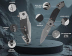 Snake Eye Tactical Heavy Duty Every Day Carry Folding Pocket Knife (Black-1019)