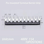 Terminal Block (4 Sets) 4Pcs 10 Positions Dual Row 600V 15A Screw Terminal Strip Blocks with Cover&4Pcs Pre-Insulated Barrier Termina Block Strip&40Pcs Insulated Fork Wire Connector