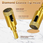 Diamond Hole Saw Tile Drill Bits,Dry/Wet Brazing Drill Hole Saw Kit,11pcs Diamond Core Drill Bit Set for Ceramic, Glass, Tile, Gypsum, Marble, Granite