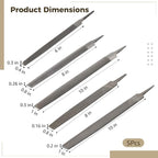 5 PCS Metal Files Set, Steel Hand File Kit, Triangular Flat Half-Round Files, T12 High Carbon Steel File for Woodworking, Metalworking, Jewelry, Plastic, DIY, Repair