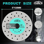 Rock Slab Grinding Disc - 5 inch Glass Cutter Disc(2pcs), Granite Cutting Blade, Diamond Grinder Wheel for Rock Slab, Stone, Tile, Marble, Granite, Glass Diamond Saw Blades