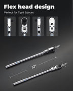 toolant 3/8" Drive Flex Head Ratchet Wrenches, 90 Tooth Compact Flex Head Socket Ratchet Wrench, 12 Inch Length