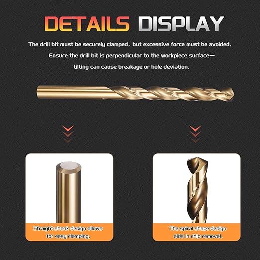 Drill Bit, 5/16" Cutting Diameter (7.938mm), 4241 HSS Black and Gold 118° Cutting Angle Versatile Jobber Bits - (Applications: for Drilling Plastic Wood Soft Thin Metal), 12-Pieces