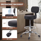 Drafting Stool Chair with Back, Adjustable Foot Rest Backrest Swivel Rolling Stool, Multi-Purpose Office Desk Chair, Thickened Seat for Home Bar Spa Kitchen Shop 4pack