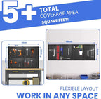 Heavy Duty 4 Panel 16" X 12" Metal Peg Board with 32 Varied Sturdy Hooks, Used for Tool Storage and Garage Organization. Peg Board Organizer Accessories, Black