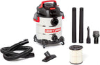 Craftsman CMXEVBE17155 10 Gallon 6.0 Peak HP Stainless Steel Wet Dry Vac, Portable Shop Vacuum Wet and Dry with Filter, Muffler/Diffuser, Hose and Attachments for Home and Garage Use